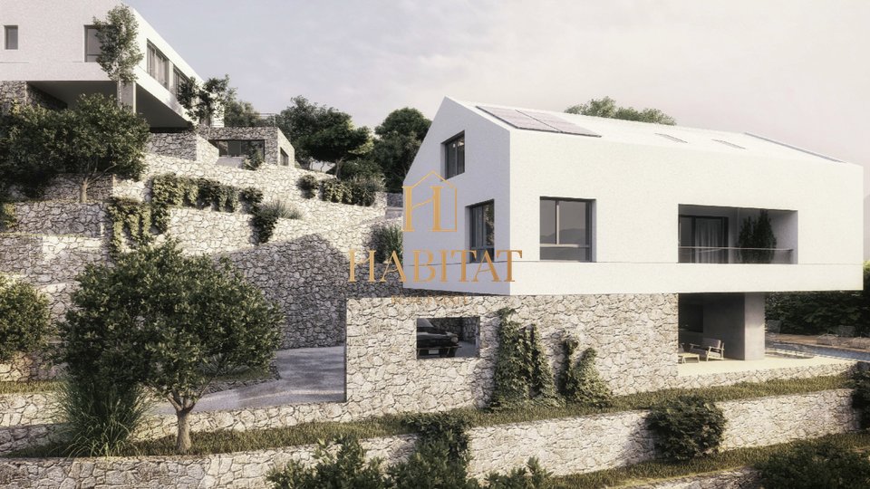 Dalmatien, Brac, Vela Farska, 90m zum Meer, Baugrundstück 836m2 mit Projekt, Baugenehmigung , TOP LAGE