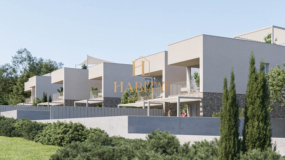Istria, Karigador, modern Duplex apartment, 3SS+DB, sea view, courtyard, two parking spaces, roof terrace