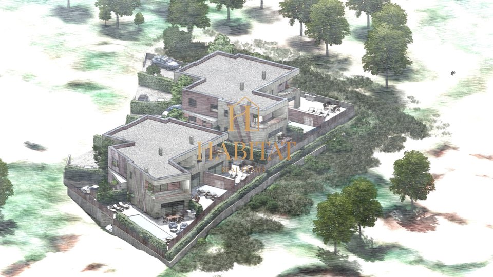 POBRI- ABBAZIA, nuova costruzione, casa a schiera moderna triplex, 3 camere da letto + soggiorno, due piani, totale 177,33 m2, posti auto