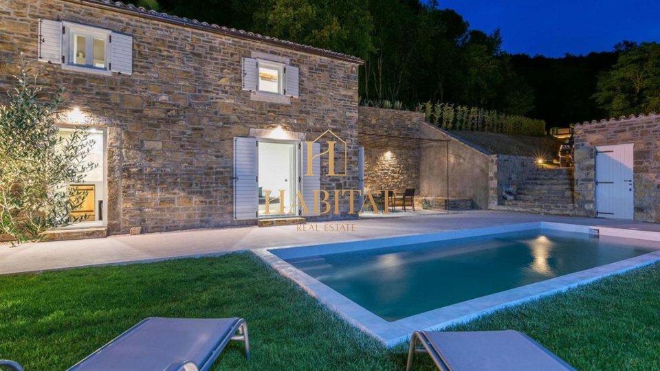 Istria, Livade-Oprtalj, Villa 96m2, pool, detached house, peace and quiet