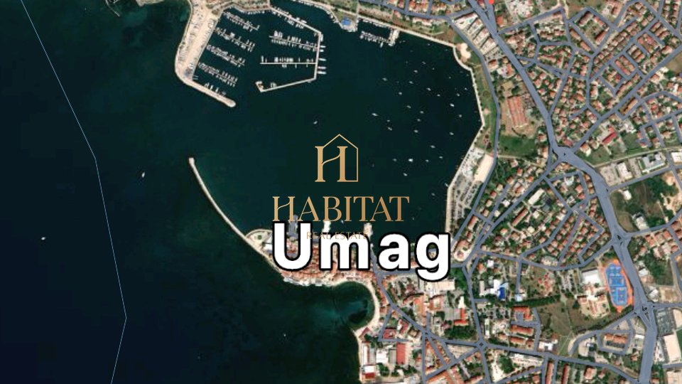 Istrien, Umag, luxuriöse Wohnung 1 Schlafzimmer + Wohnzimmer, 50m2, 50m zum Meer und Strand, Meerblick, renoviert, modern