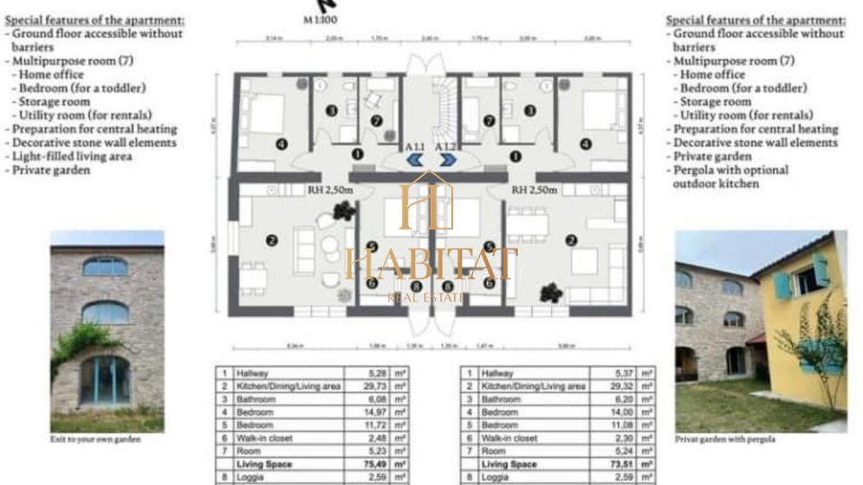 Istrien, Buje, Bibali, Wohnung 76m2, 2 Schlafzimmer + Badezimmer