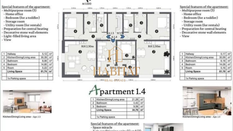 Istrien, Buje, Bibali, Wohnung 76m2, 2 Schlafzimmer + Badezimmer